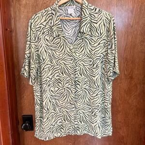 Vintage NICE DAY Green Zebra Geometric Print Womens Shirt EUR 42